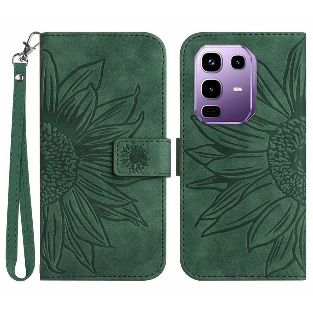 For Infinix Note 50 Pro 4G/50 4G Case Sunflower Imprint Leather Wallet Phone Cover with Wrist Strap