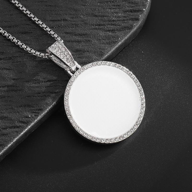 Angel Wings Mirror Photo Memorial Pendant Inlaid with Ice Crystal Zirconia Necklace Couple Trendy Jewelry Birthday Gift