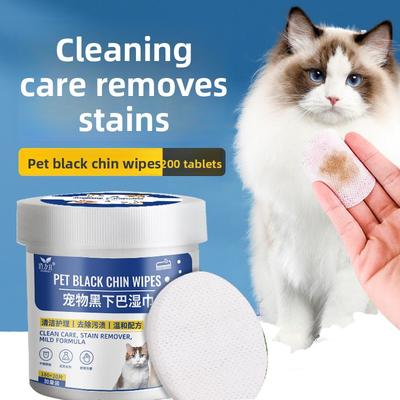 Salviette Umidificate per Mento Nero di Animale Domestico 200 Pezzi, Salviette Umidificate per Pulizia e Cura del Mento Nero del Gatto e della Mandibola del Cane