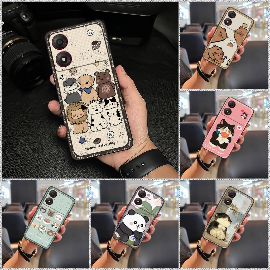 Cute Back Cover Phone Case For ZTE Blade A34 Full Wrap Phone Pouch Anti-dust Anti-knock Graffiti Fashion Design Cartoon