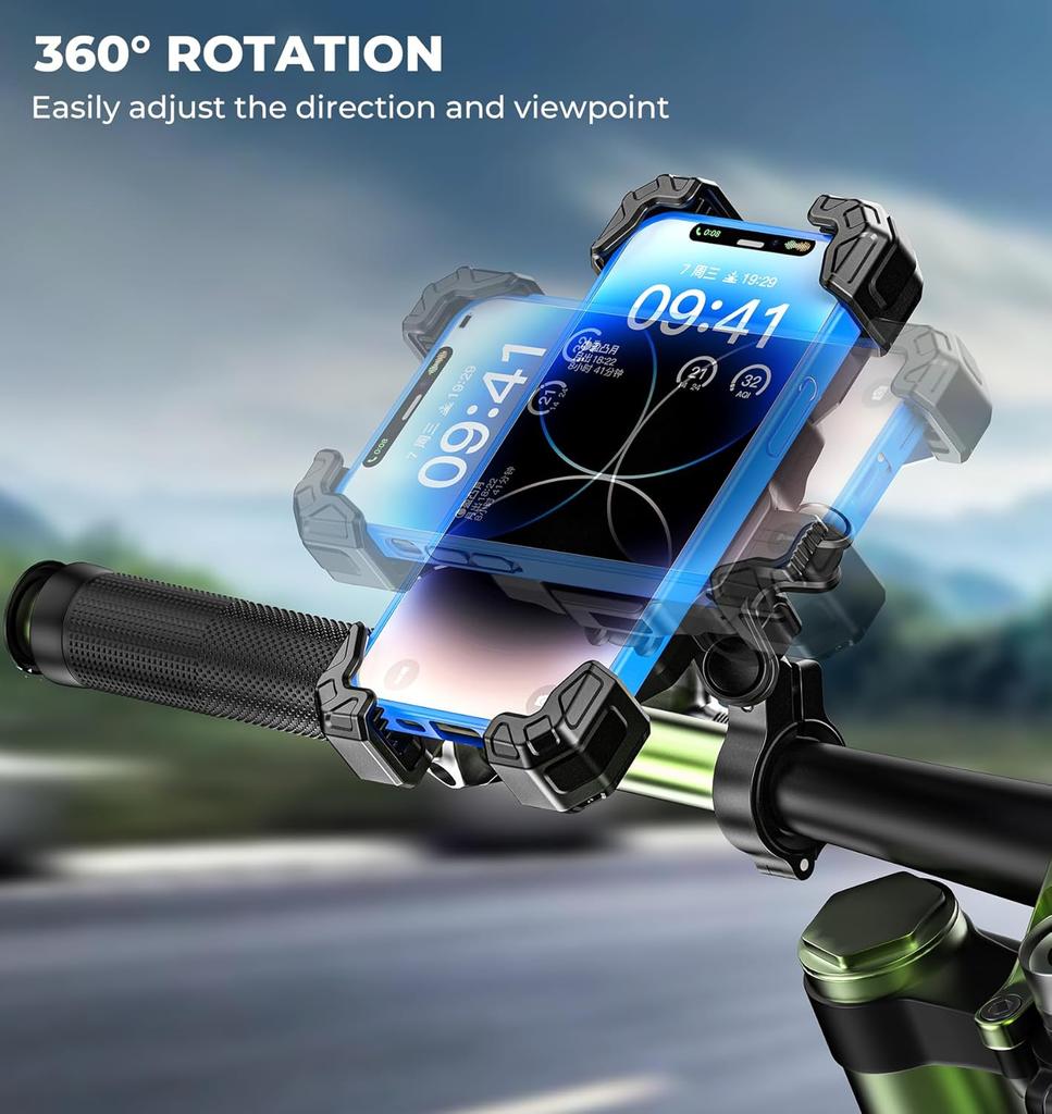 Motorrad-Handyhalterung mit Vibrationsdämpfer, 1s-Verriegelung Fahrrad-Handyhalter mit Lenker-Montagefuß aus Aluminiumlegierung, Einhandbedienung