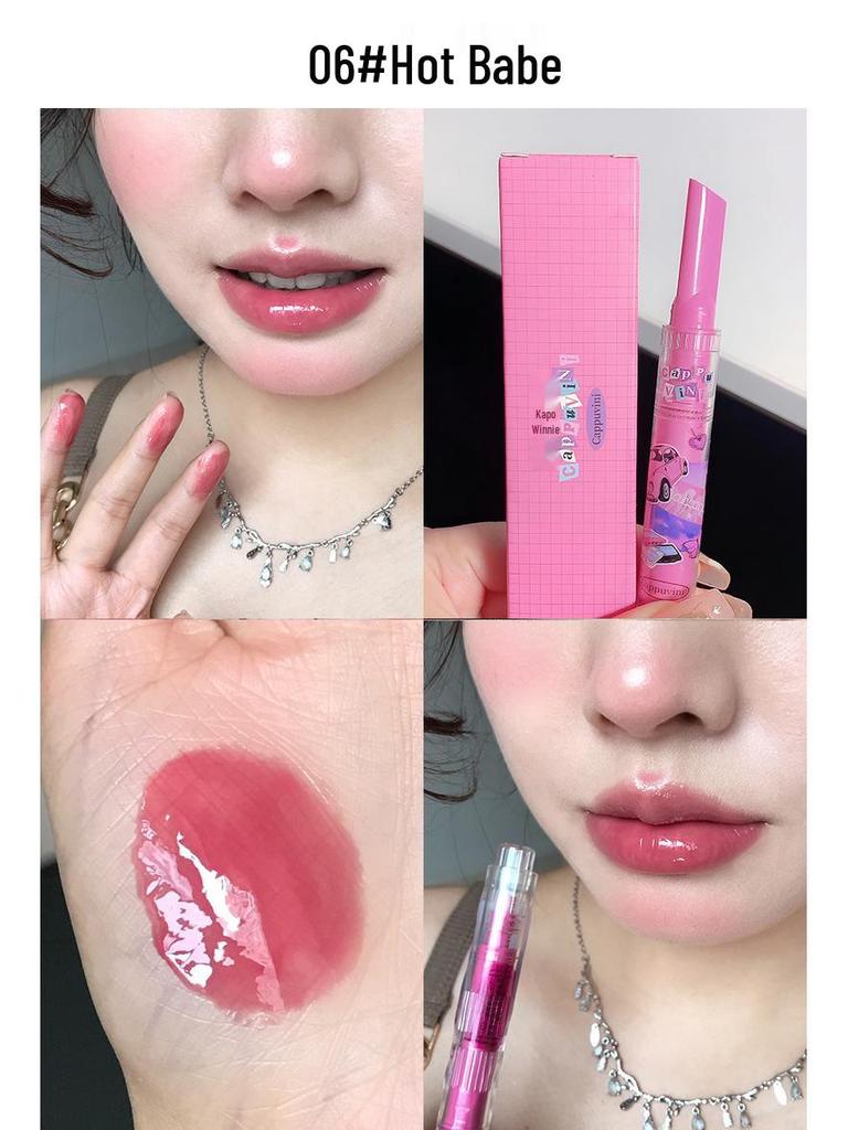 CAPPUVINI Watermelon Press-On Lip Gloss Set: Plump, Mirror-Finish, Moisturizing Lipstick