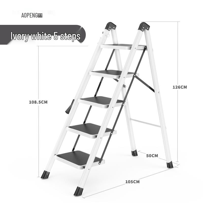 Multi-Functional Telescopic A-Frame Ladder: Indoor Folding Ladder with 3-4 Steps, Thickened for Stability.