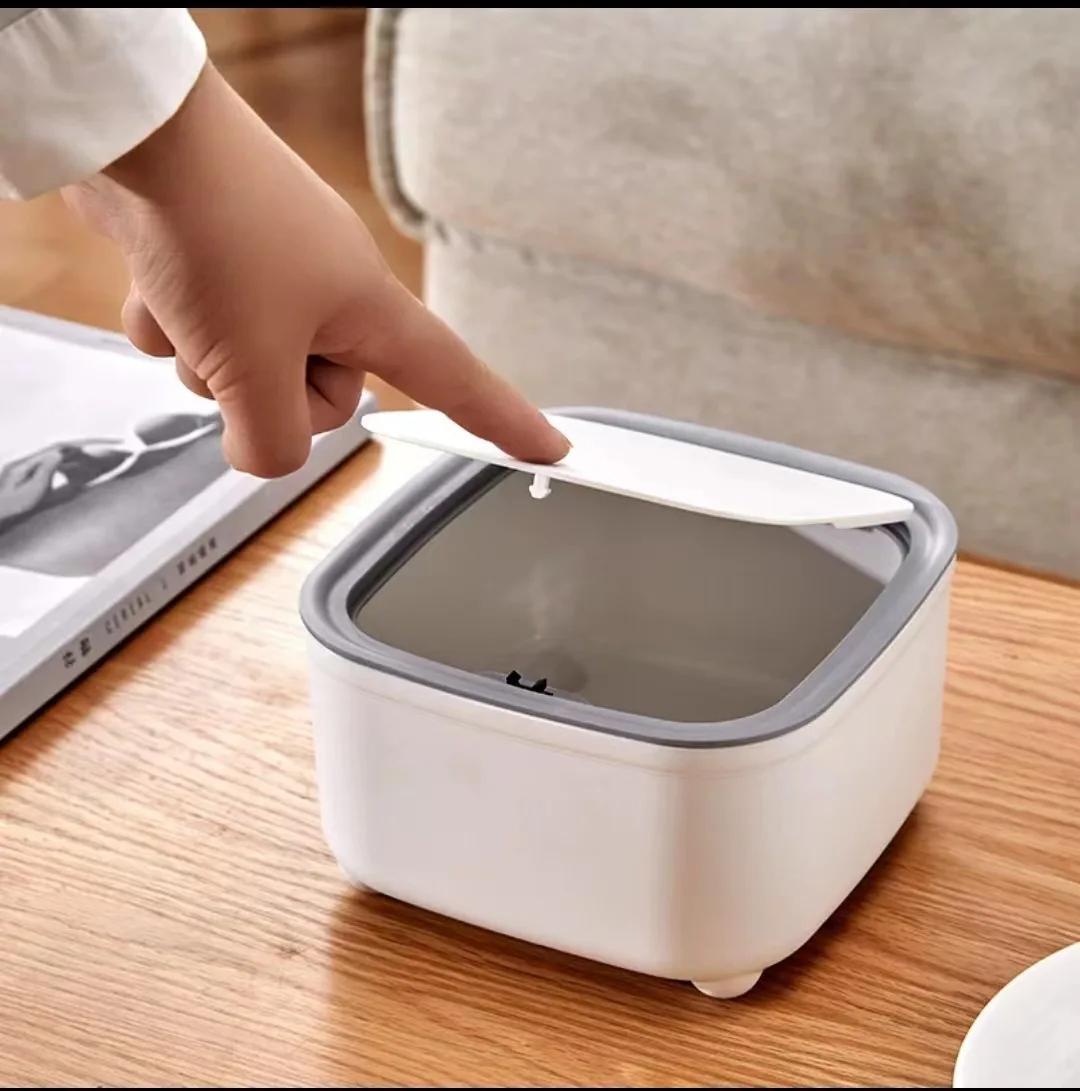 

Mini Pop-up Lid Desktop Trash Can Light Luxury Style Table Storage Paper Basket Office Desk Press Box Organizer серый