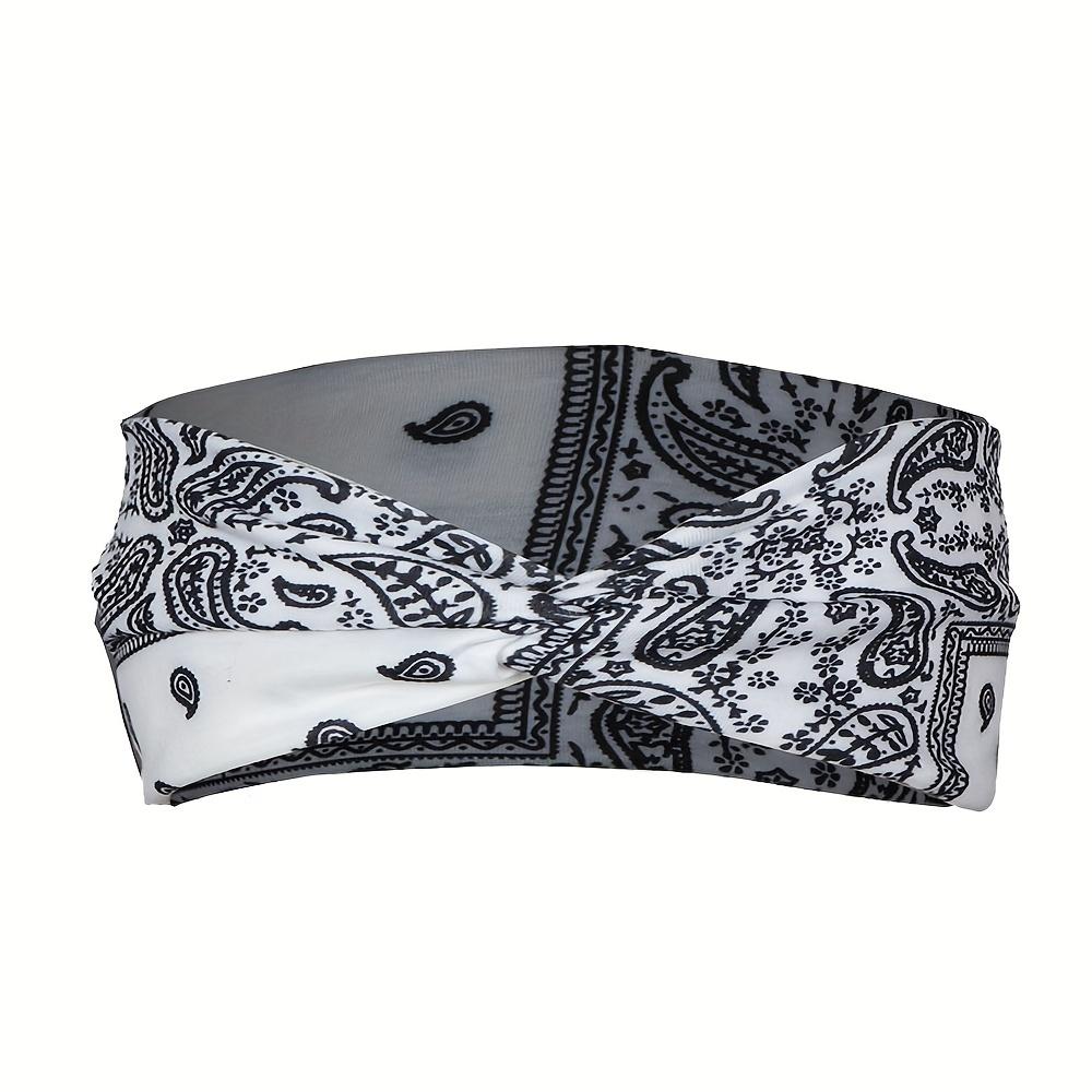 European and American Printed Sports Headband Elastic Knot Cross Headband Yoga Headscarf Paisley Headwear Hairband Hair Accessory
