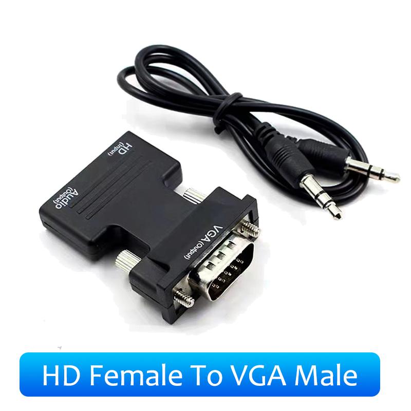HDMI-compatible To VGA Adapter with 3.5mm Audio Cable For PC Laptop TV Box Projector Full HD 1080P HDMI To VGA Converter Adapter