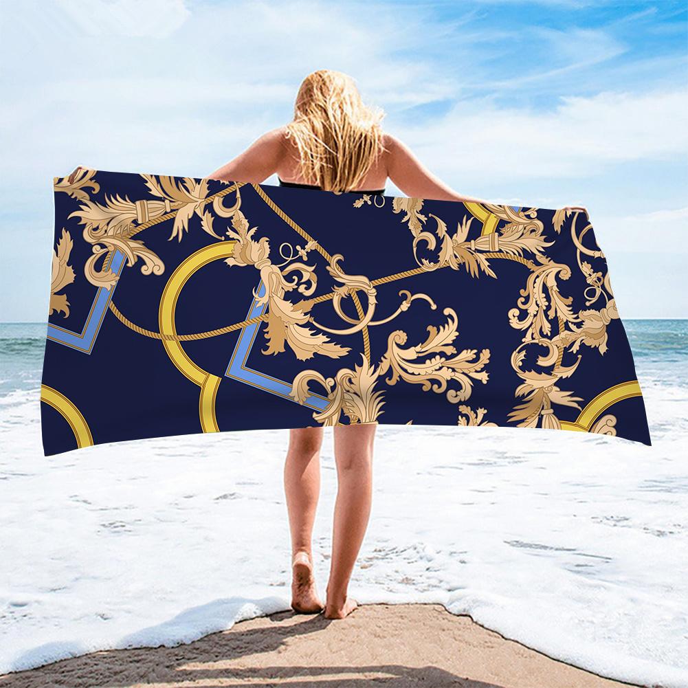 Luxus Schwarz Gold Europäisches Design Mikrofaser Saugfähige Strandtücher für Mann Frau Zuhause Hotel Badetücher Schnell Trocknendes Strandtuch