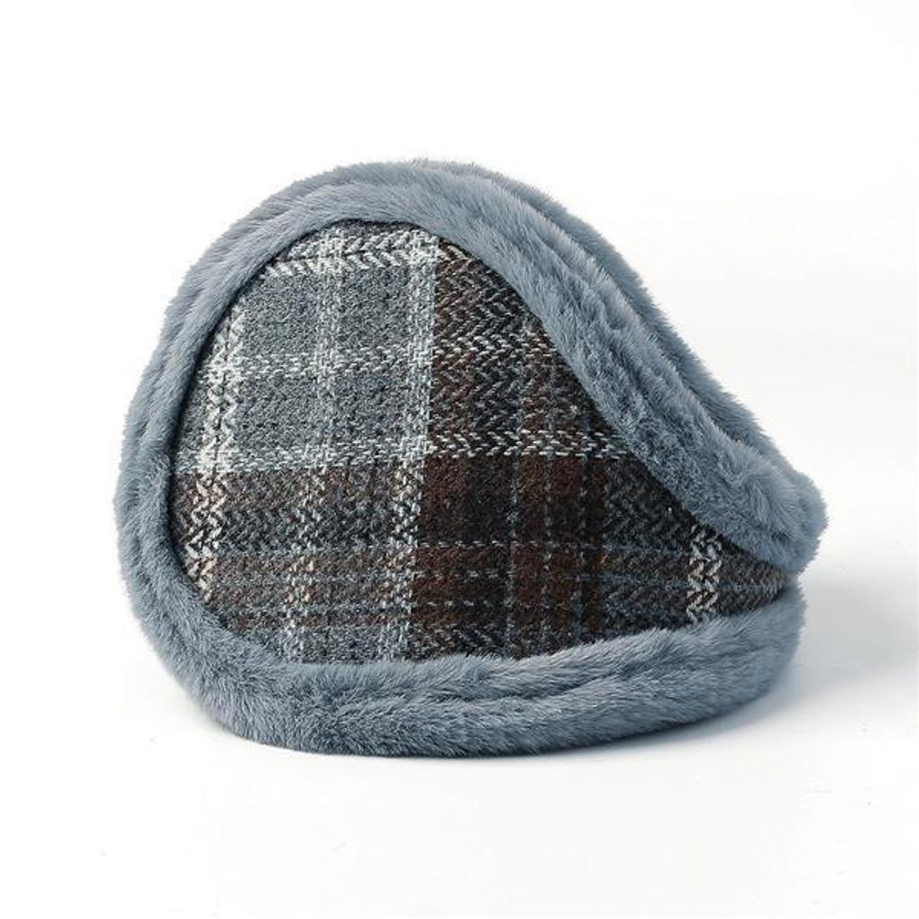 Check Pattern Winter Earmuffs (Ash Blue)