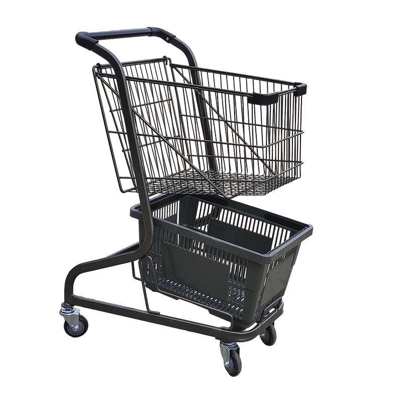 Chugouchuang Double-Layer Shopping Cart with Basket