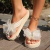 Sommer Hausschuhe Outdoor Strand Flip-Flops Süße Blume Schleife Dekoration Casual Flache Hausschuhe Schuhe für Frauen Slides