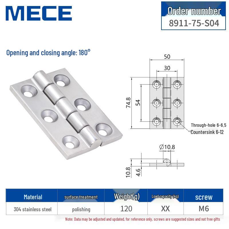 304 Stainless Steel Thickened Cabinet & Wooden Door Hinges