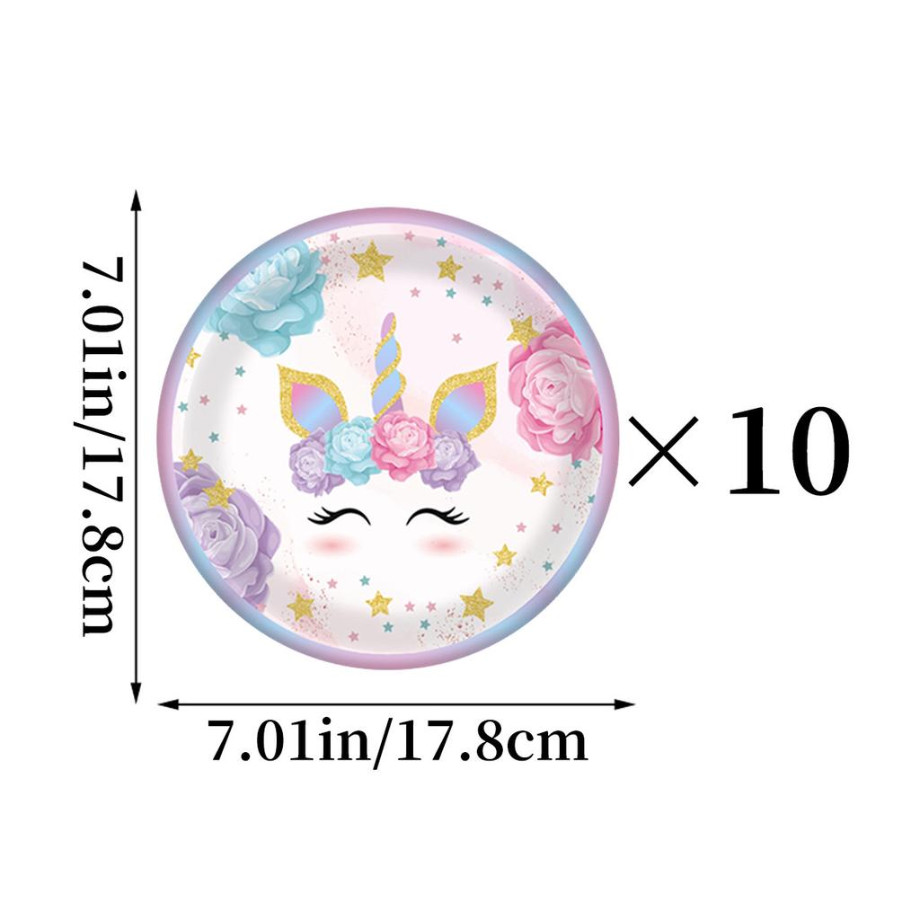 Einhorn Geburtstagsparty Thema Tischarrangement Papierbesteck Papierbecher Pappteller Messer Gabeln Löffel