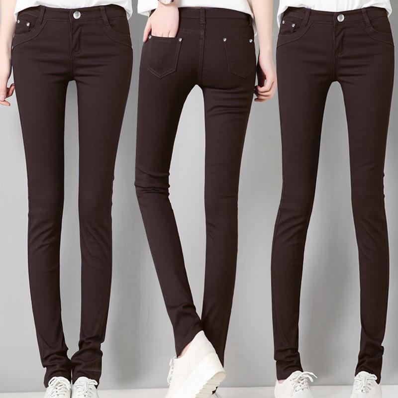 Candy-Colored Women's Mid-Waist Skinny Jeans: Sexy, Stretchy, Versatile Denim Pants In Solid White