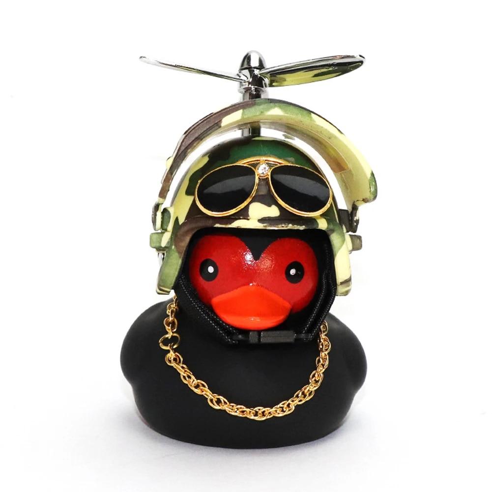Motorcycle Accessories Helmet Broken Wind Small Black Duck Dashboard Rearview Mirror Standing Camouflage Helmet Mini Black Duck