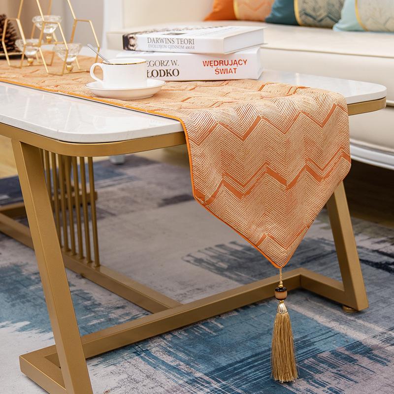 Modern Embroidery Water RippleTea Tables Runner European Satin Tables Flag  Living Room Dining Table TV Cabinet Cover Cloth Hotel Table Flag