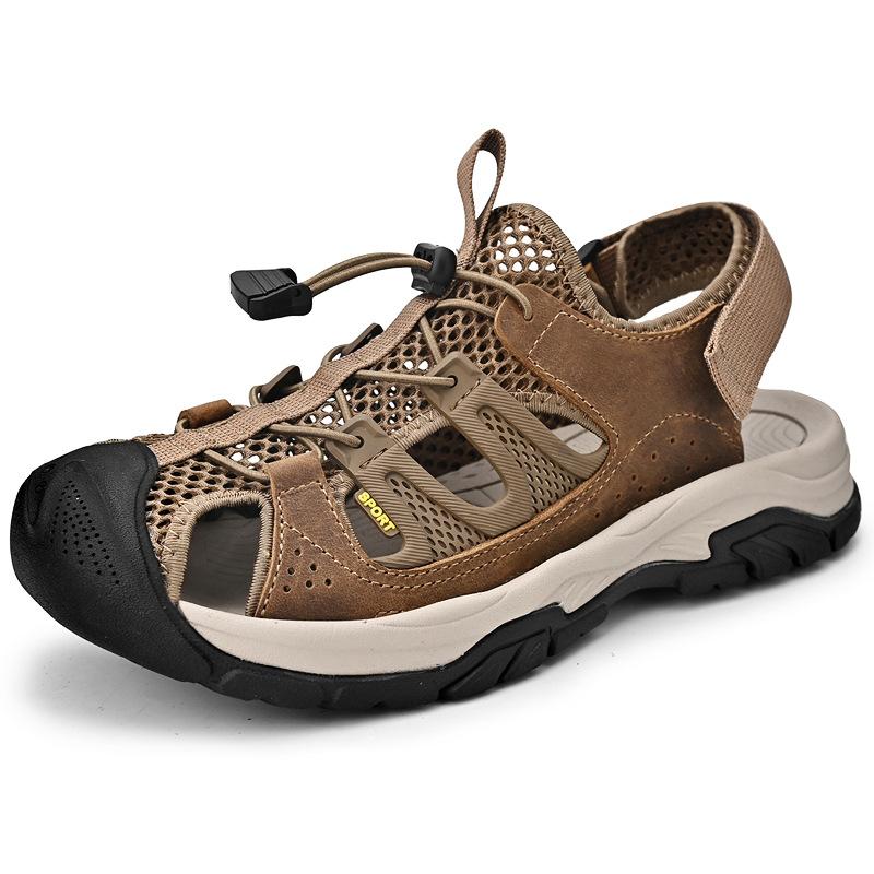 

Чоловіче взуття 2024 літо нові сандалі з закритою п яткою чоловіче спортивне та повсякденне взуття з порожнистими дихаючими отворами пляжне взуття Buy by sneaker size коричневий