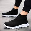 Large size high-top socks shoes men's autumn fly-woven sports shoes lazy shoes one-pedal elastic casual men's shoes