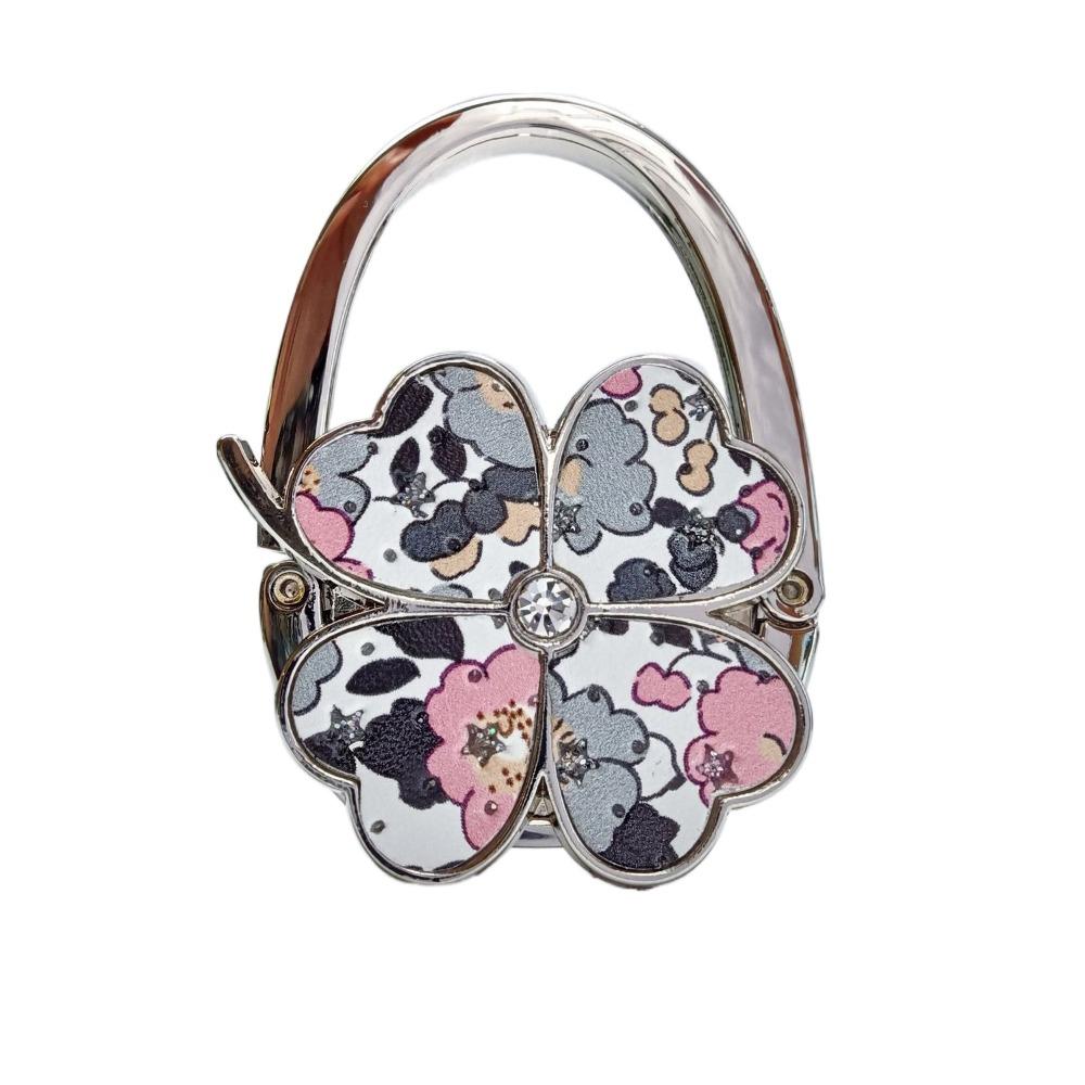 Durable Four Leaf Clover Handbag Hook Flowers Foldable Purse Hanger Creative Pretty Purse Holder for Table