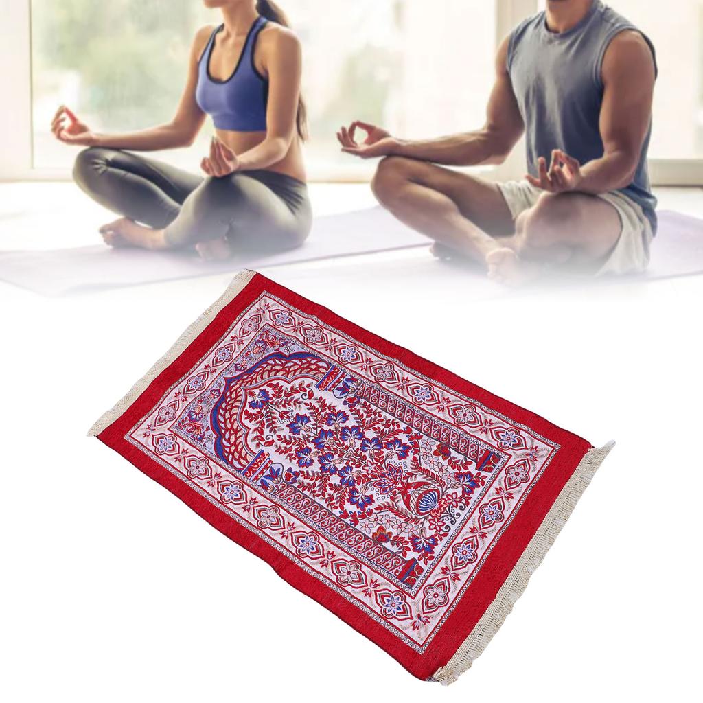 Pray Rug Thick Soft Embroidered Praying Mat with Tassel for Women Men Children Meditation
