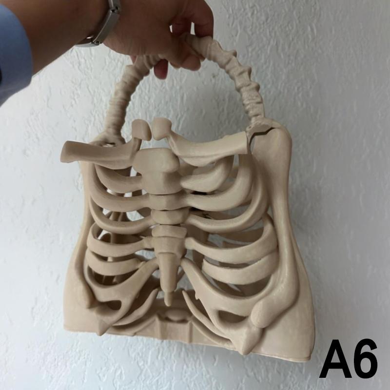 

Сумка в виде кости скелета, напечатанная на 3D-принтере, готический кошелек-скелет, жуткая реалистичная сумочка в виде грудной клетки, функциональный карман, тематическая вечеринка на Хэллоуин A6