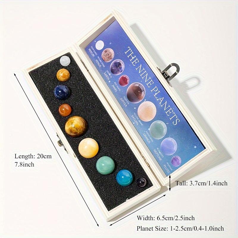 Deluxe Solar System Crystal Collection - 9 Planets Natural Stone Set & Universe Themed Tabletop Decor, Mineral Specimen Gift Box