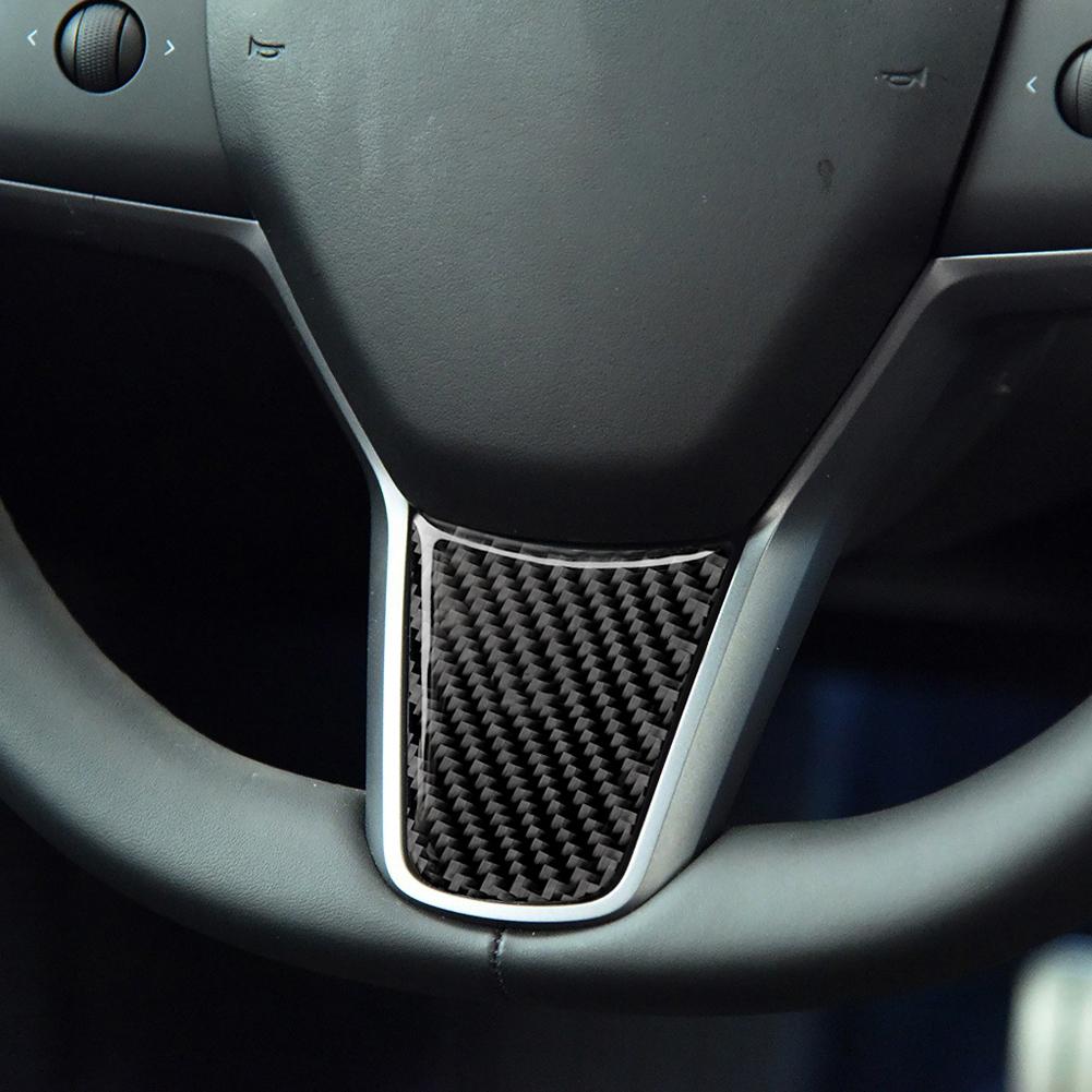 Adhesivo Decorativo Cubierta de Panel Interior de Fibra de Carbono Adhesivo Embellecedor Universal Decoración de Adhesivo de Botón de Coche para Tesla Model 3