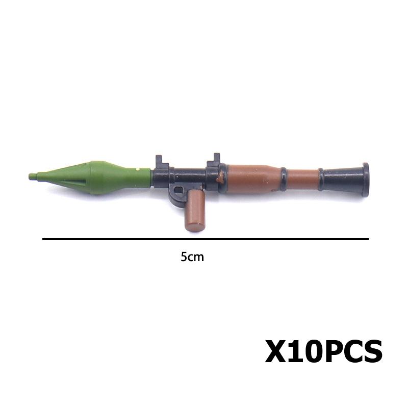 MOC WK2 Militärische Ausrüstung Baustein Set Soldat Waffe Kugel RPG Rakete Waffen Kiste Motorrad Barriere Zaun Ölfass Baustein Spielzeug