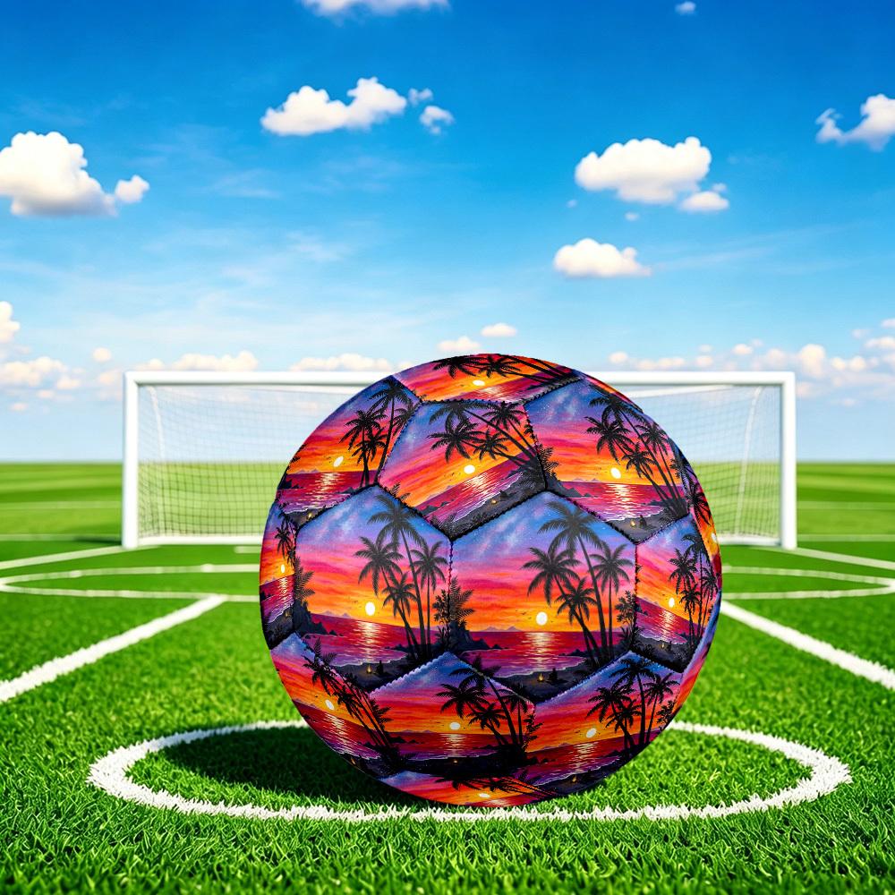1 Stück Strand Sonnenuntergang Szene Langlebig Größe 5 Fußball Professioneller Spiel-Trainingsfußball Indoor & Outdoor Sportball p60197