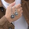 Adjustable Stainless Steel Compass Charm Necklace Men Spiritual Jewelry Chain Necklace for Birthday Valentines Day