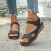 Fashion Casual Wedge Heel Printed Sandals for Women Mix Color Pu Leather Sandalias Woman Summer Wear-Resistant Platform Slippers Mujer