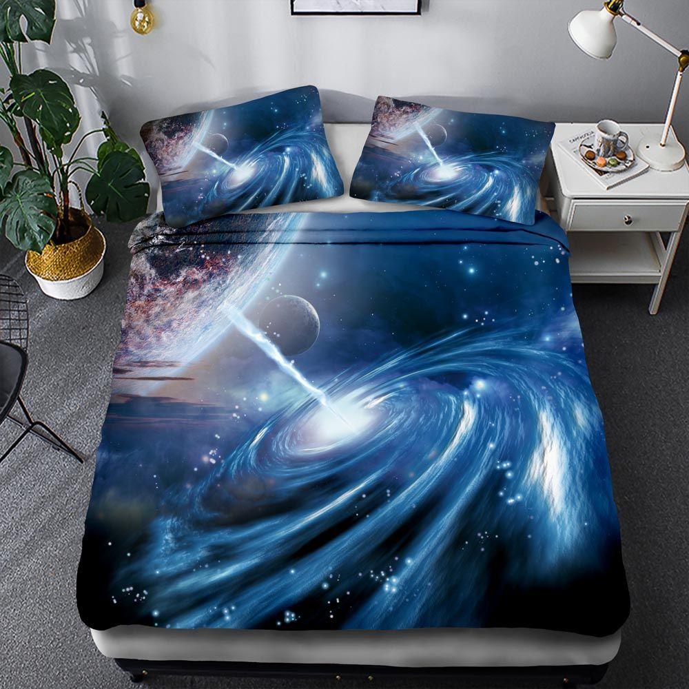 3D Digital Printing Space Star Ebay Three-piece Quilt Cover Pillowcase