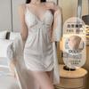 Women's Lace Padded Comfy Backless Sleep Dress with Robe Lounge Set