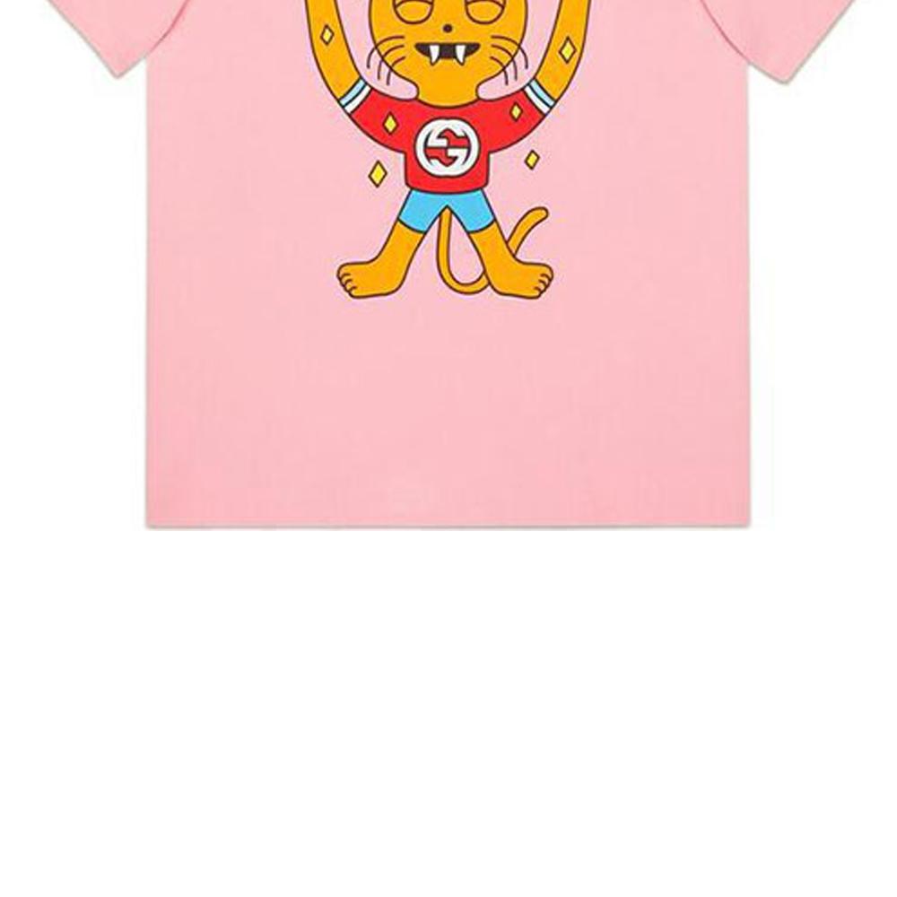 Gucci T-Shirts Men's Pink Crew Neck Moderate Straight Fit 703439-XJEI3-5904