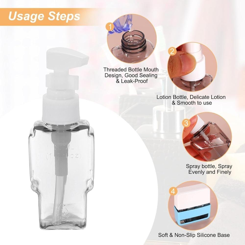 2 in 1 Travel Dispenser Bottles, Leak Proof Refillable Travel Size Containers for Toiletries, Shampoo, Body Wash, Lotion and Conditioner (2 in 1 Gray)