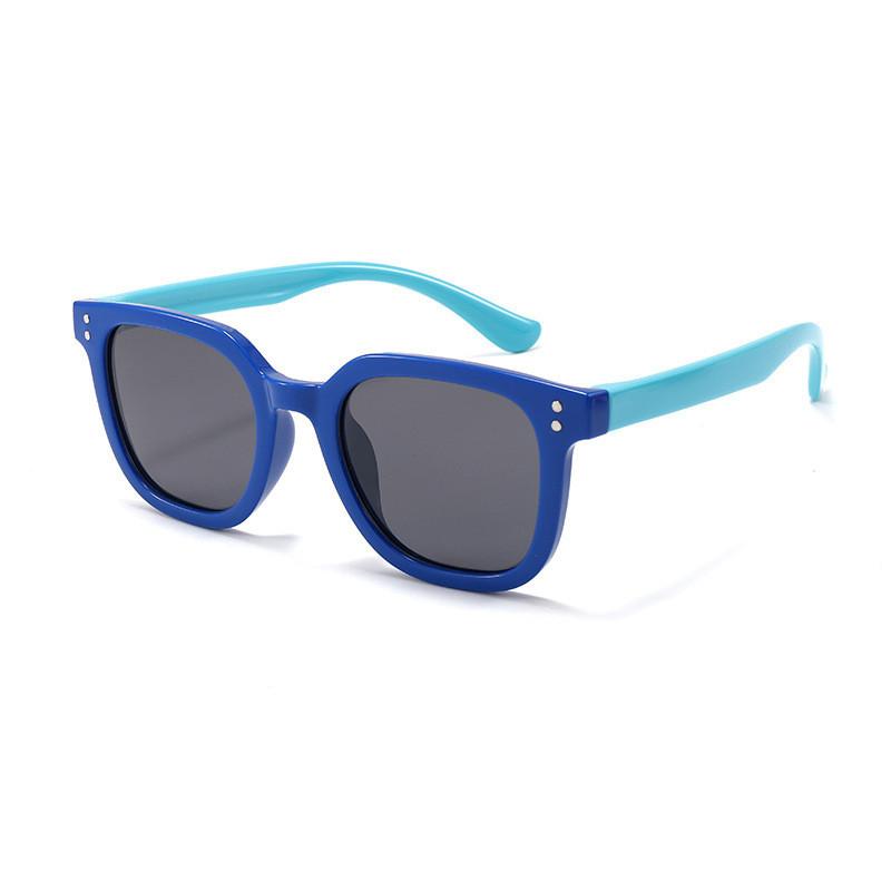 2022 New Children Polarized Silicone Sunglasses Boys Girls Kids Square Uv400 Shades S8351 Blue Frame Pink Legs