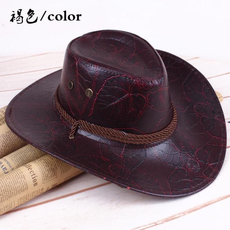 Spring and Summer Printed Leather Styling Denim Hat, Outdoor Western Denim Knight Hat, Grassland Mongolian Hat