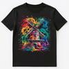 Colorful Paint Splash Windmill Art Graphic Unisex T-shirt Tops Tees Unisex