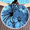 Vintage Floral Round Beach Towel with Tassels, Farmhouse Flower Beach Blanket, Soft Microfiber Yoga Meditation Mat Picnic Rug