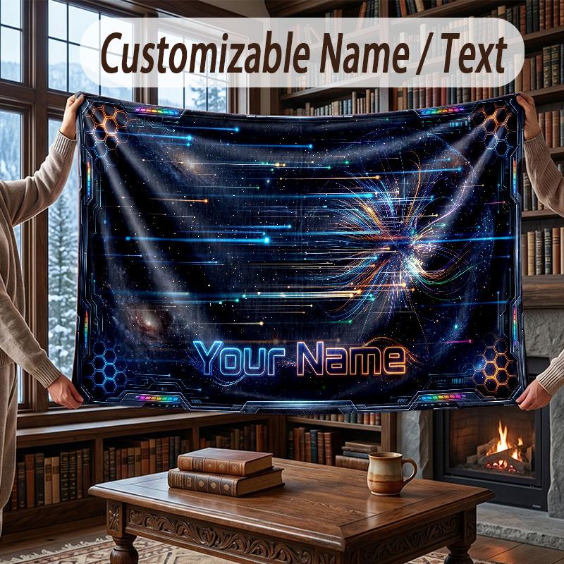 Coperta Cosmica a Tema Spaziale con Nome Personalizzato Testo Coperta Personalizzata Morbida Accogliente per Casa Divano Letto