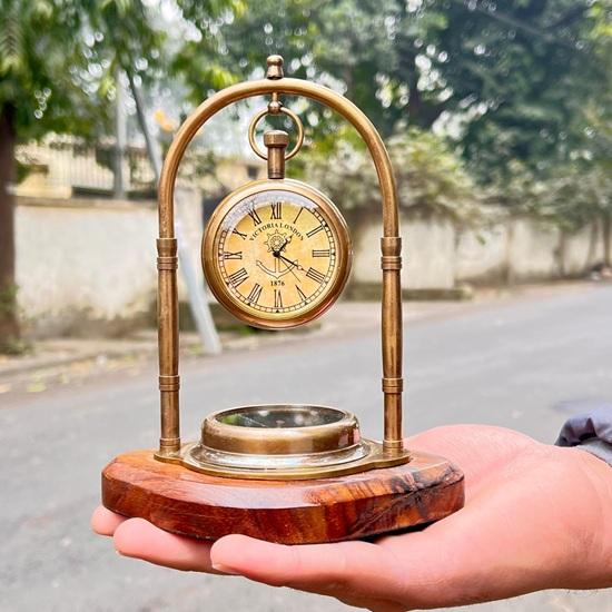 Vintage Brass Desk Clock Table Clock Antique Nautical