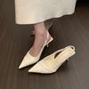 Black pointed high heels women's spring 2025 new French temperament elegant bag head thin heel empty sandals single shoes