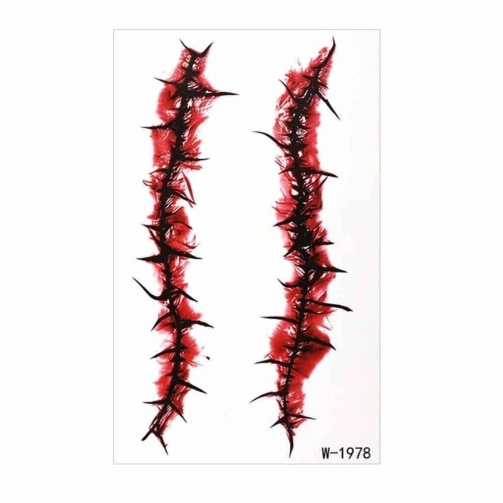 Waterproof Halloween Face Tattoo Simulated Scar Body Art Decal  Halloween Day Party