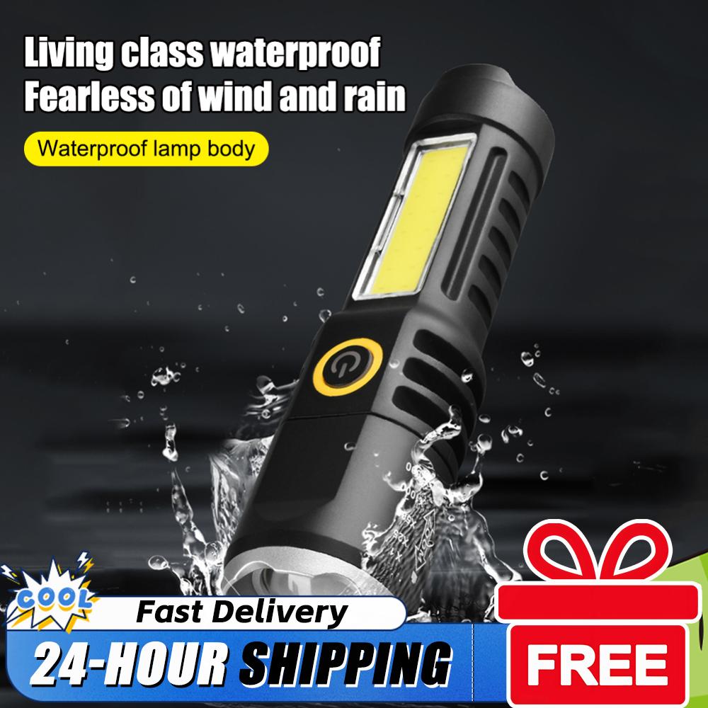 1-6PCS Mini LED Flashlight COB+XPE Portable Flashlight Camping Light Focus Light Torch Outdoor Waterproof Emergency Pocket Light