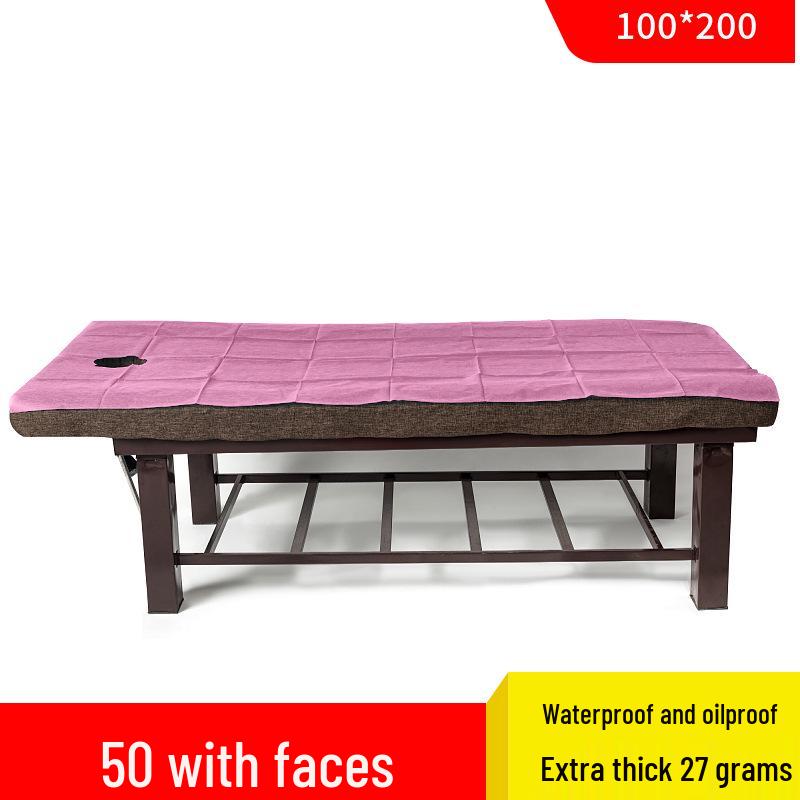 Vodotěsné a olejivzdorné jednorázové prostěradla na masážní lehátko s otvory, ideální pro kosmetické salony, zesílené, 50 kusů.