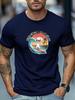 Mens Surfing TShirt High Tides Good Vibes Cat Print Short Sleeve Round Neck Breathable Oversized Beach Daily Wear