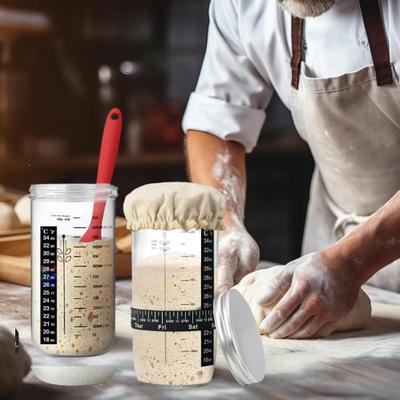 Ekşi Maya Başlangıç Kavanozu Seti Geniş Cam 42Oz Geniş Ağızlı Fermentör Bez Kapaklı Spatula Zaman İşaretleri Metal Kapaklı Termometre Tekrar Kullanılabilir Pişirme Malzemeleri