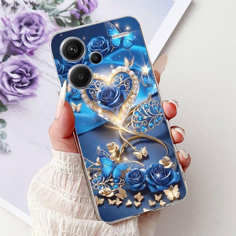 For Xiaomi Redmi Note 13 Pro Plus 5G Phone Case Redmi Note13 13 Pro 13 Pro+ 5G Elegant Floral Cat Soft Silicone Clear TPU Cases