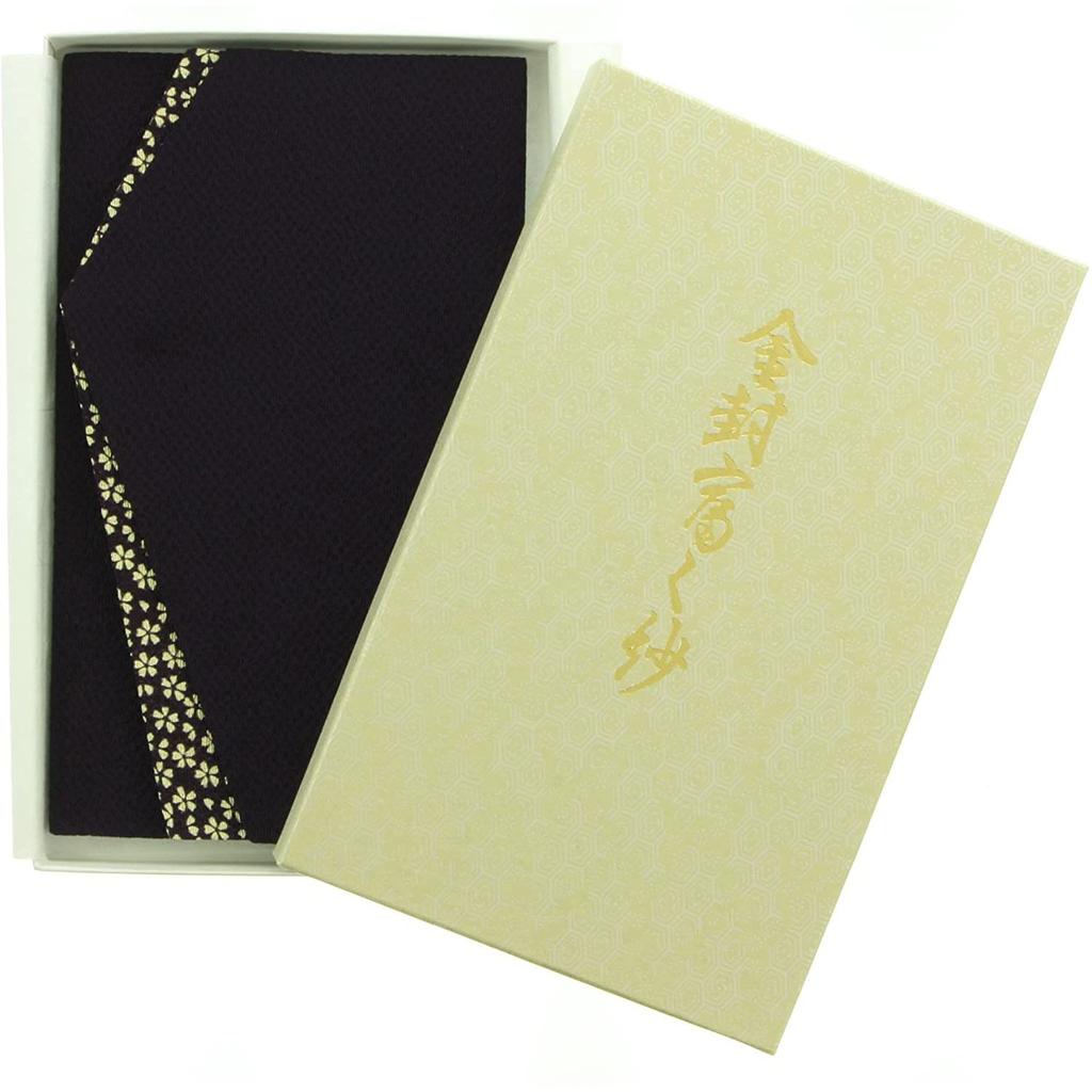 Daiko Sangyo Hergestellt in Japan Ester Kleines Blumenmuster Chirimen Fukusa (Fukusa) mit goldenem Umschlag, Lila, 681-1