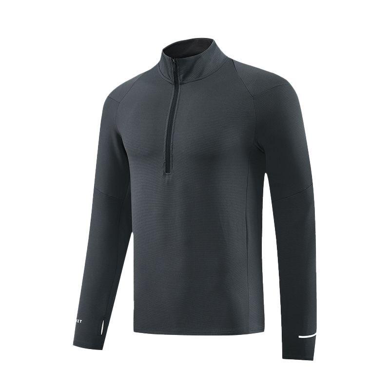 Men's Quick-Dry Half-Zip Sports Sweatshirt - Long Sleeve, Stretch, Stand Collar, for Autumn/Winter Running & Fitness.