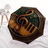 Golden Musical Notes on Wooden FrameUmbrella, PortableFold Compact Umbrella for Men & Women Gift